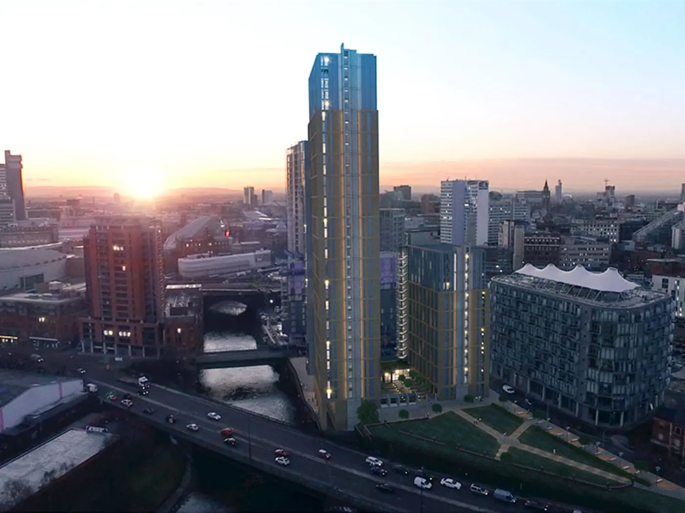 The Residence, Manchester - two towers with podium and basement car park, waterproofing scheme